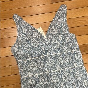 Ann Taylor Blue Sheath Midi Dress Sleeveless V-Neck